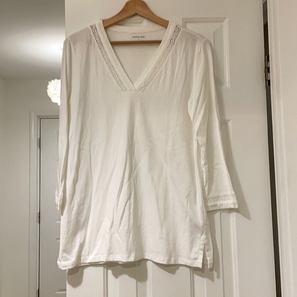 White cut out detail long sleeve shirt